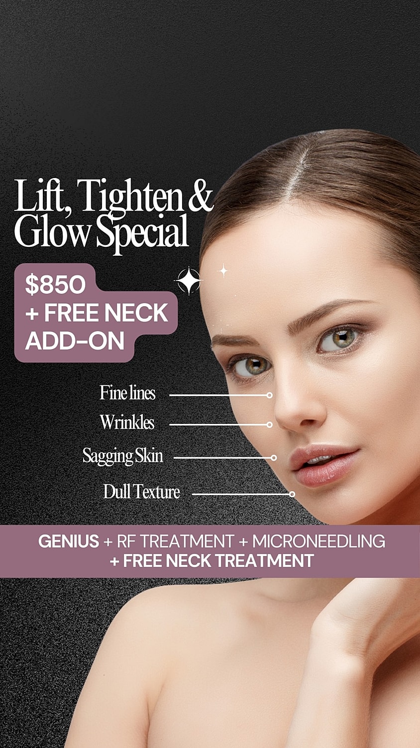 Skin treatment promotion with pricing and benefits.